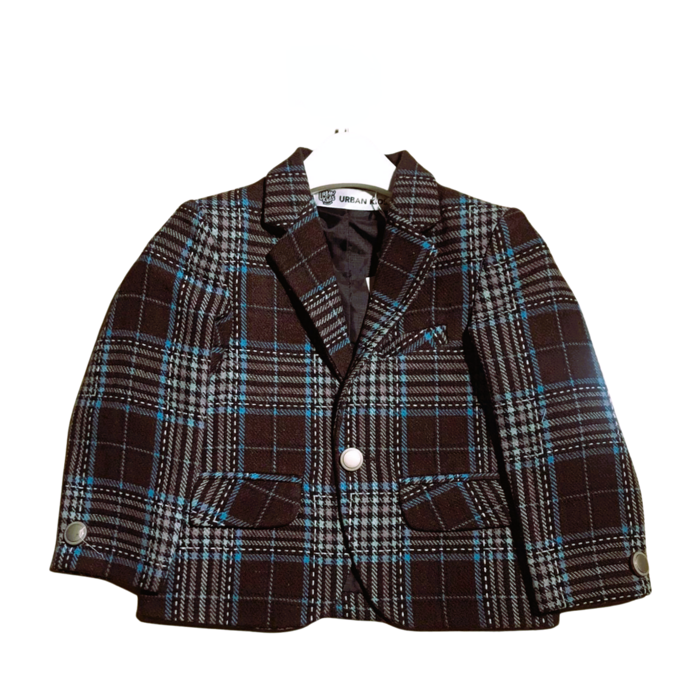 Brown Checkered Boys' Coat