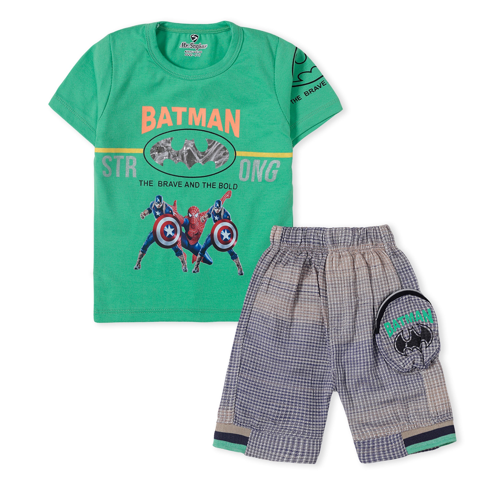 batman shirt with shorts set