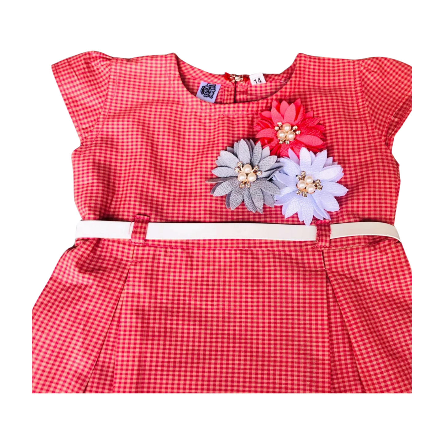 Red Girls' Frock & Trousers Set