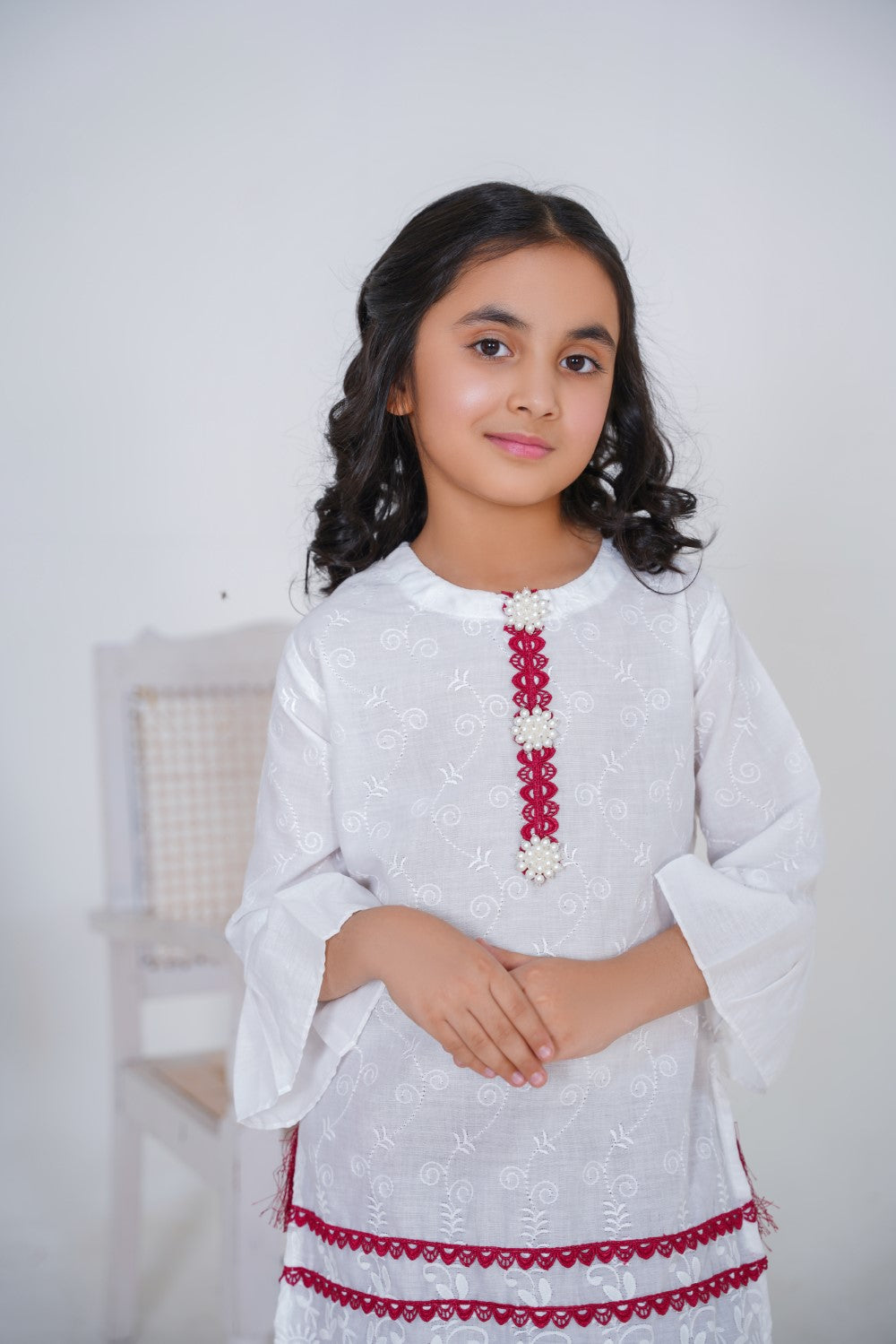 Girls White Sharara