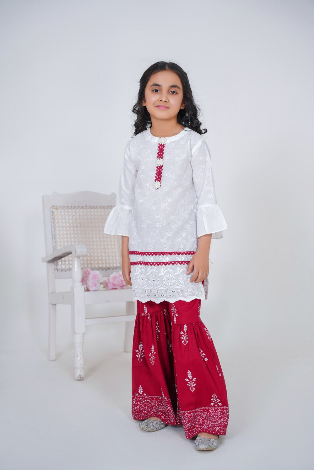 Girls White Sharara