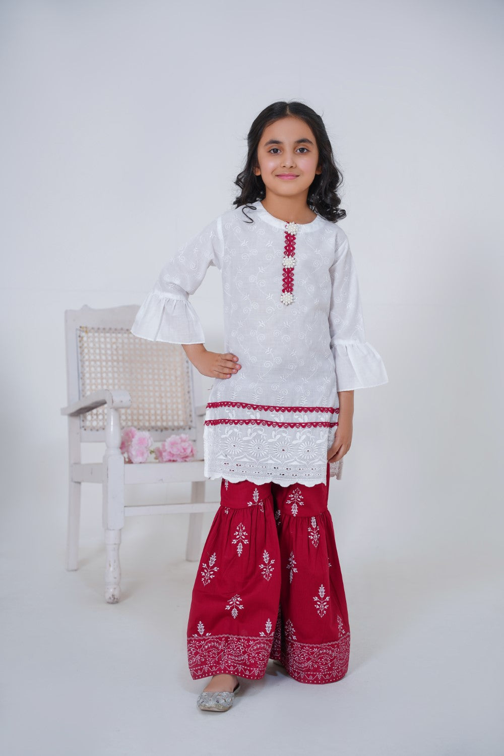 Girls White Sharara