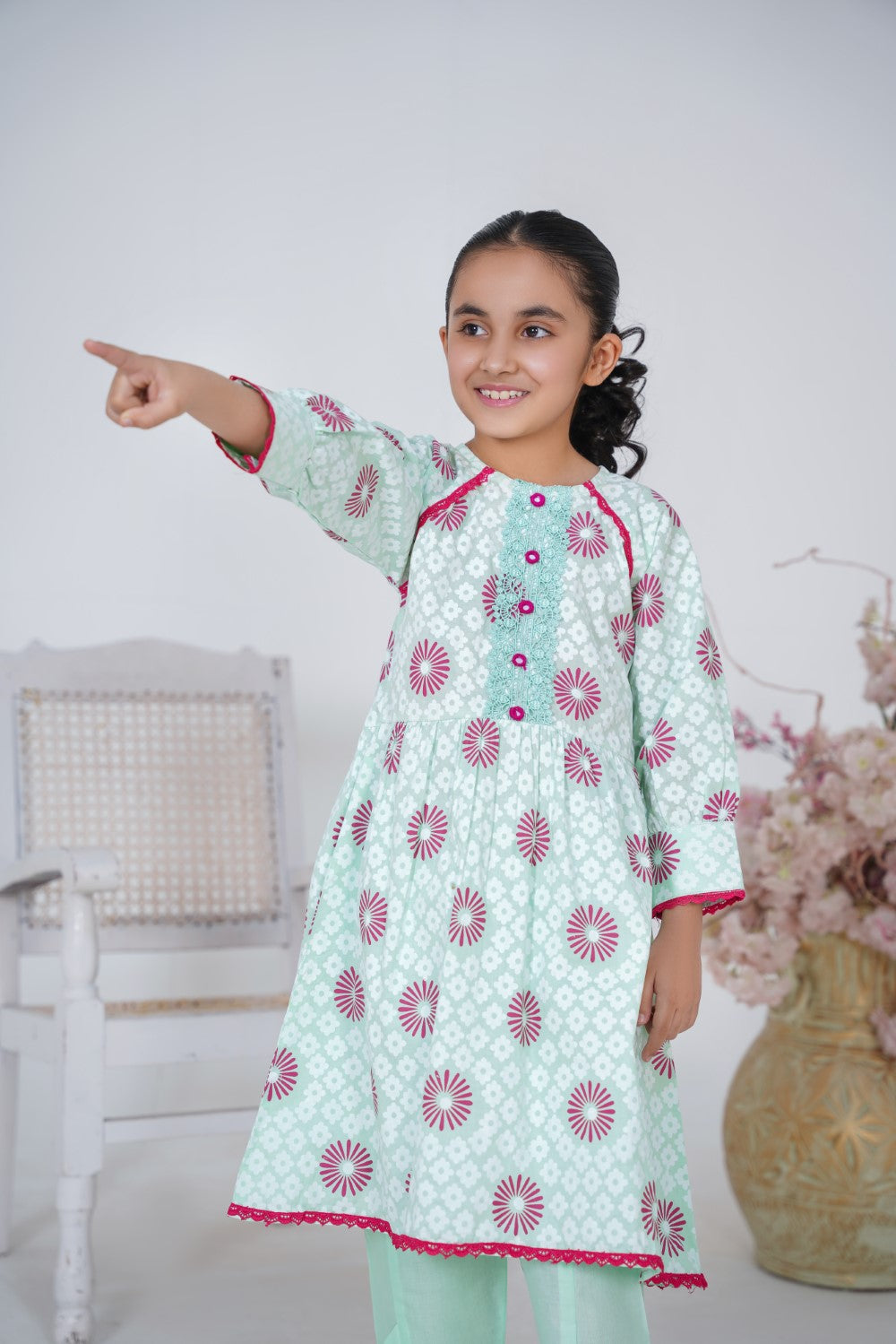 GREEN GIRL FROCK SET