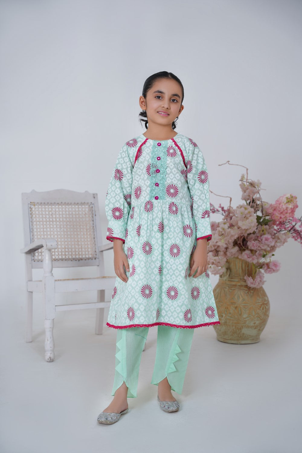 GREEN GIRL FROCK SET