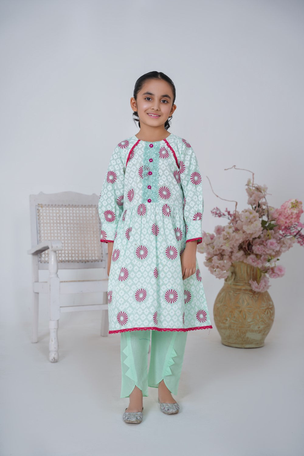 GREEN GIRL FROCK SET