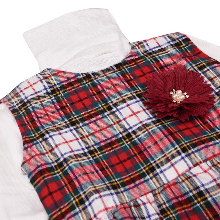 Red Woolen Girl's 3 Pc dress