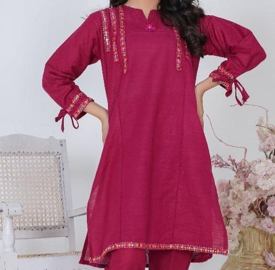MAHROON kHADDAR  GIRLS 2PC SUIT