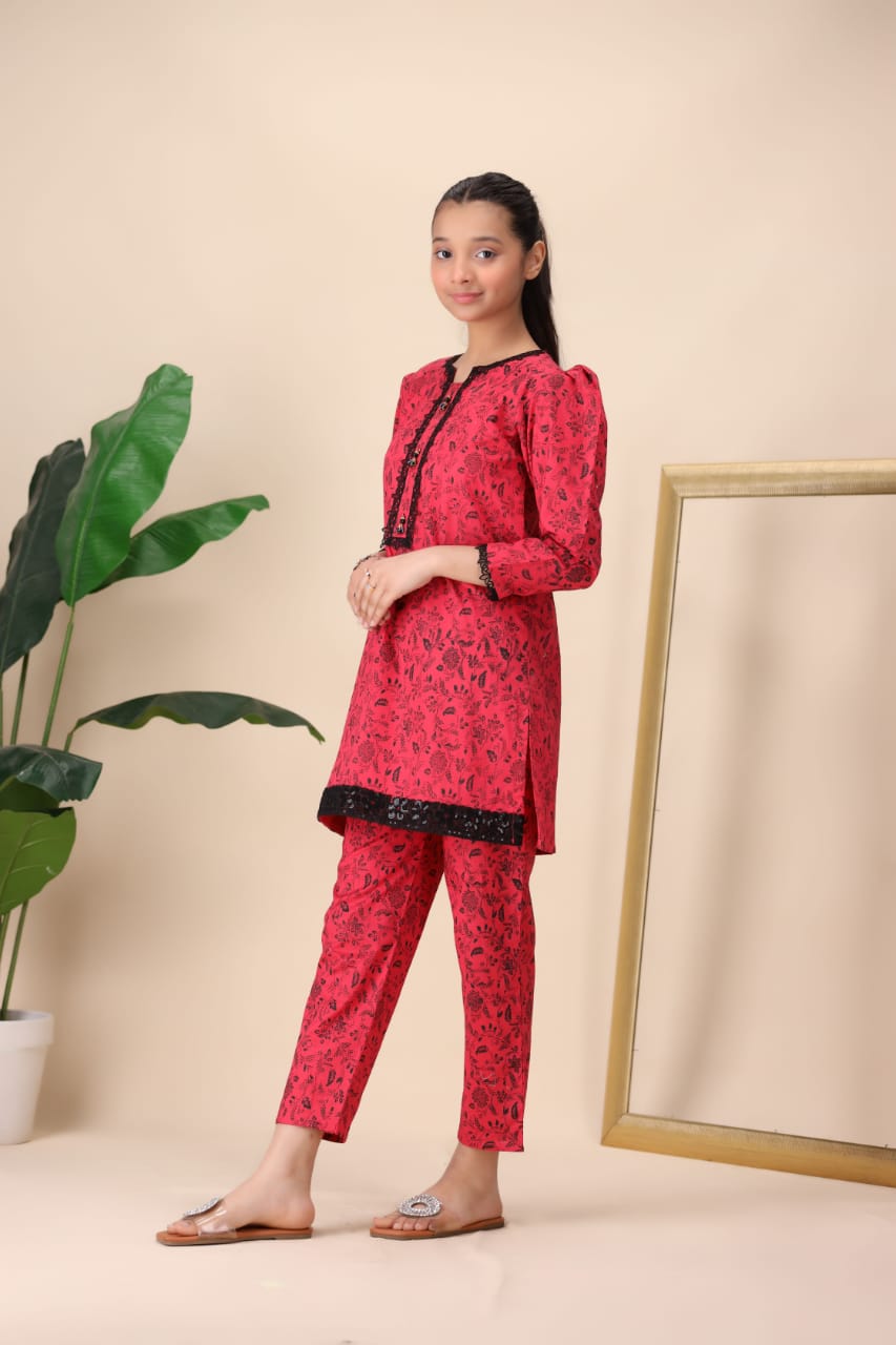 RED FLORAL PRINT SUIT