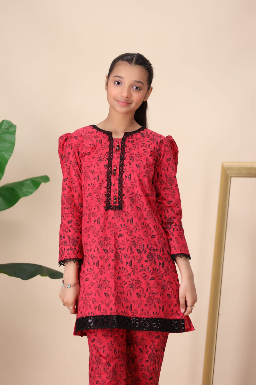 RED FLORAL PRINT SUIT