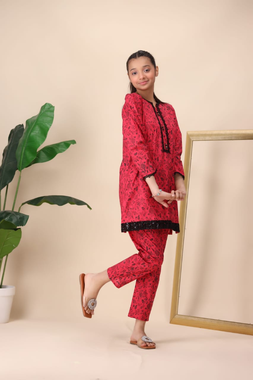 RED FLORAL PRINT SUIT
