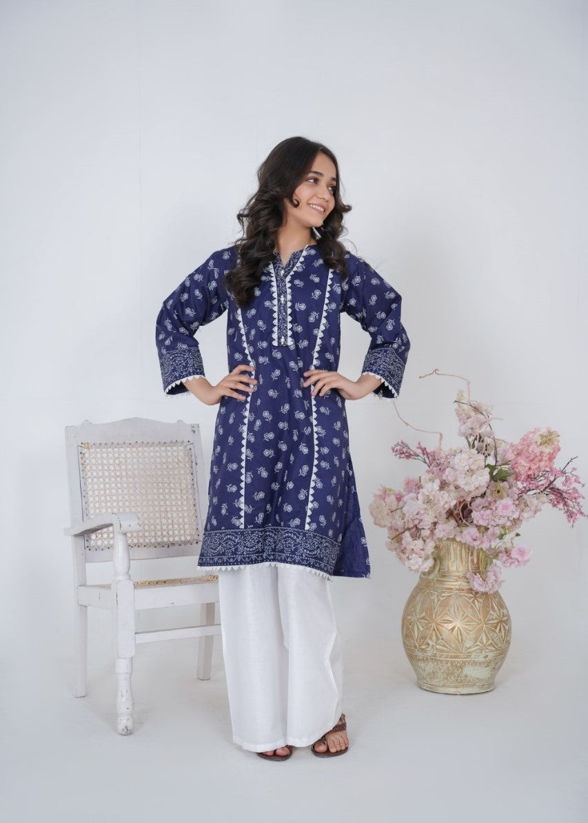 BLUE CAMBRIC COTTON 2PCS SUIT