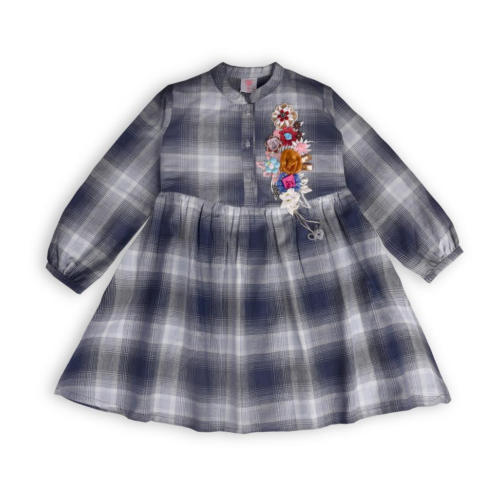 WINTER BLUE CHECKERED KURTI