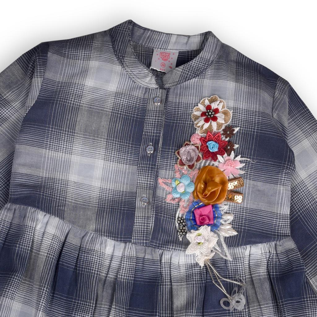 WINTER BLUE CHECKERED KURTI