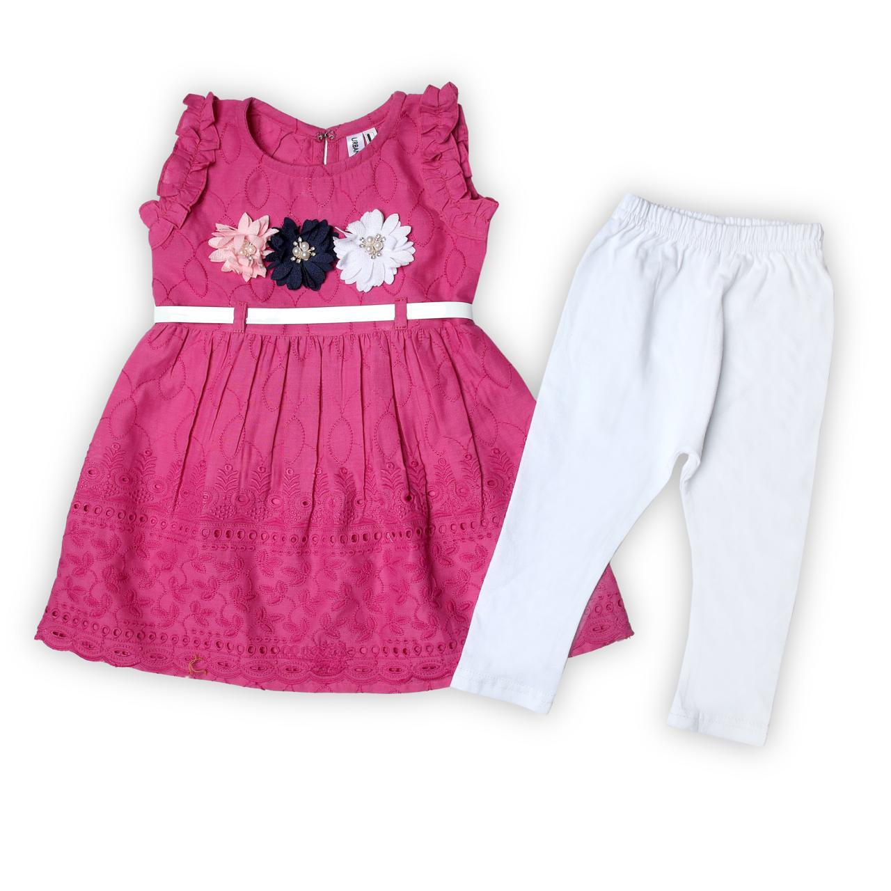 Hot Pink Girls Dress with tights