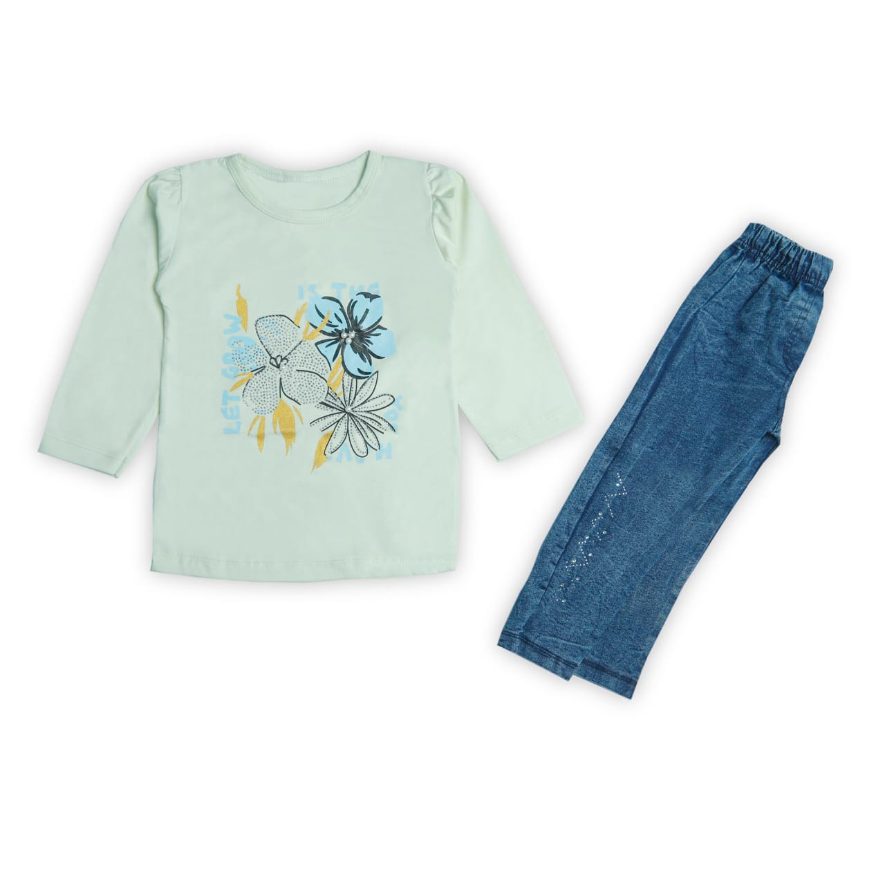 Little Girl T-SHIRT WITH DENIM TROUSER