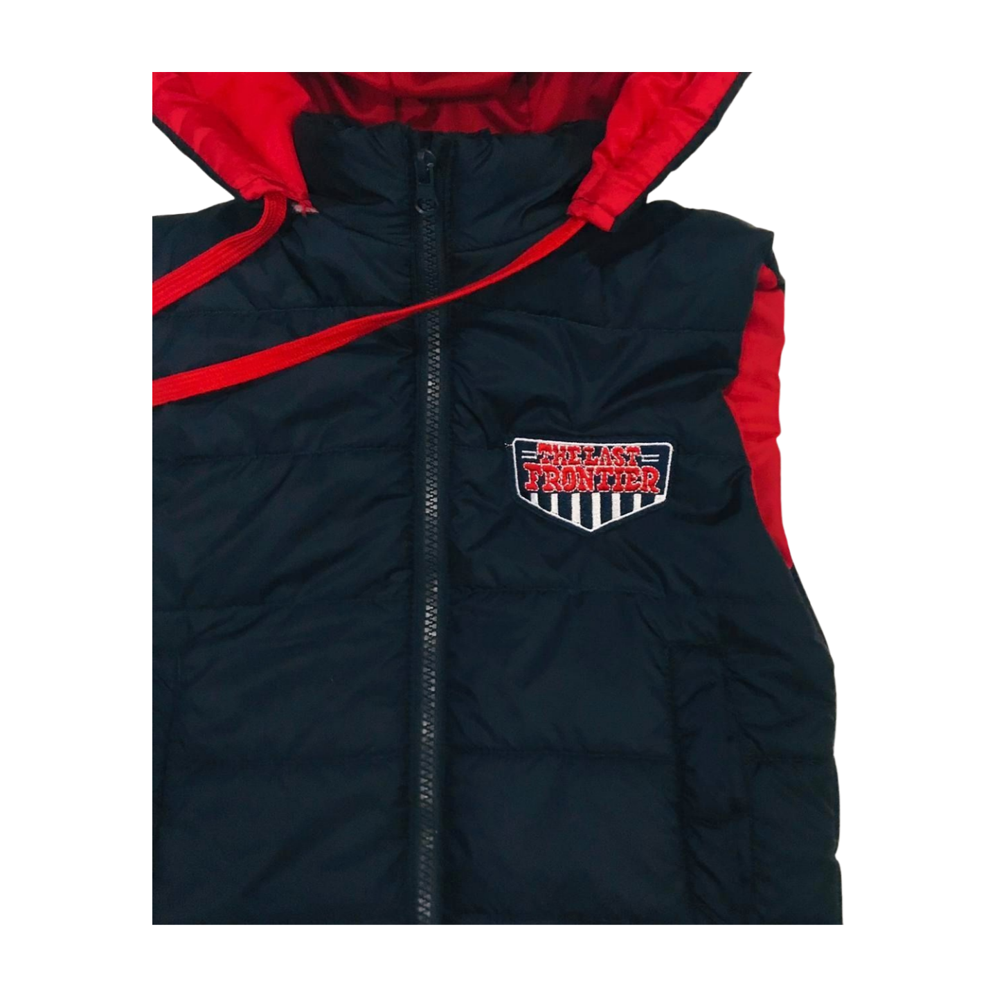 BLUE SLEEVE LESS PUFFER JACKET