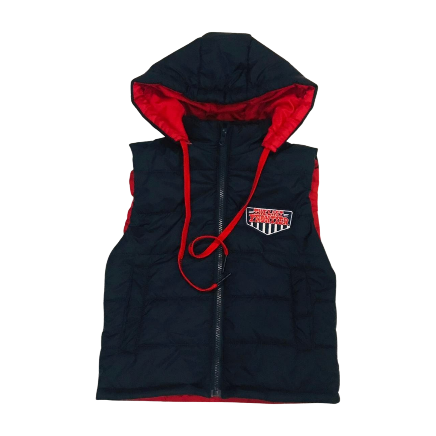 BLUE SLEEVE LESS PUFFER JACKET