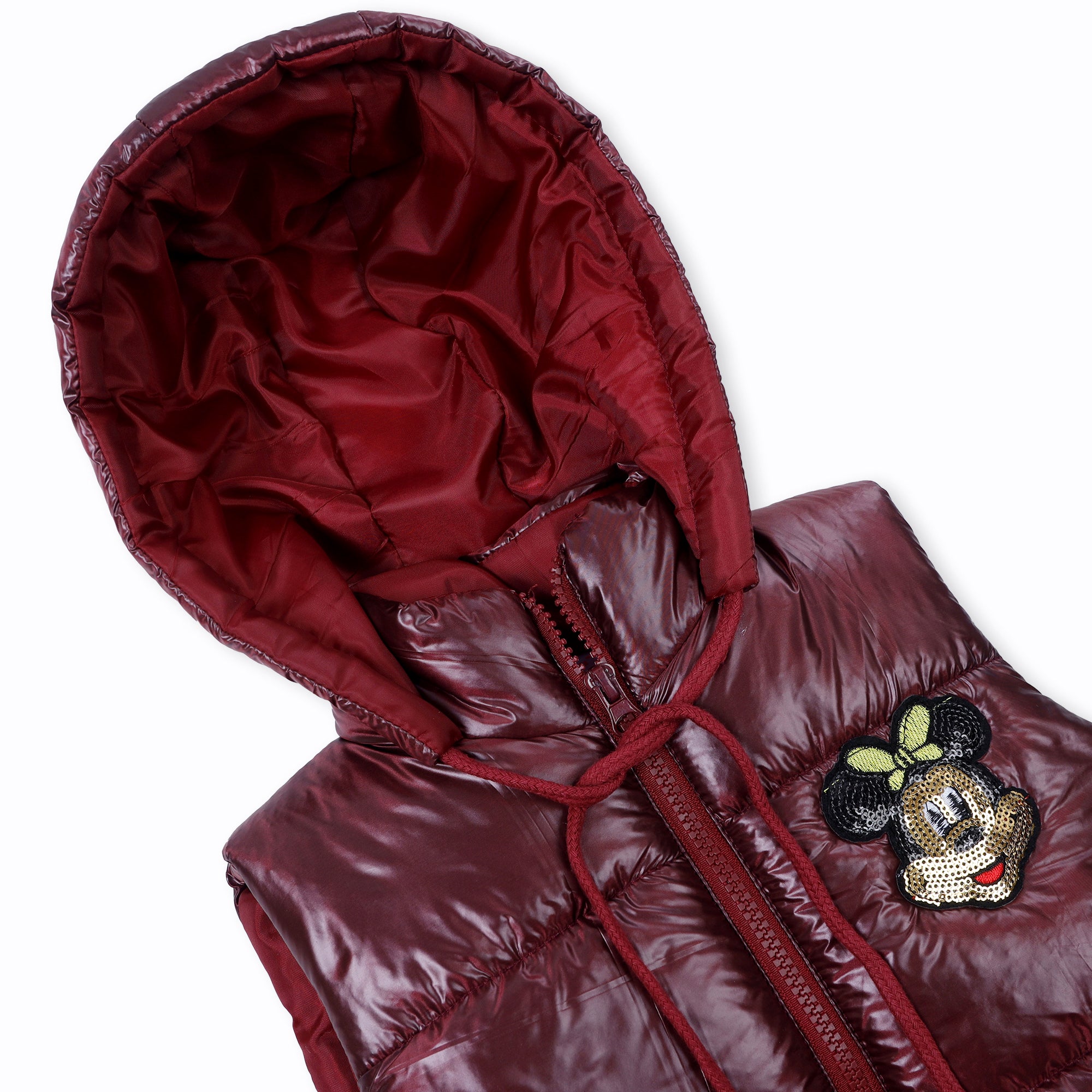 Mickey Quilted Hoodie Mahroon