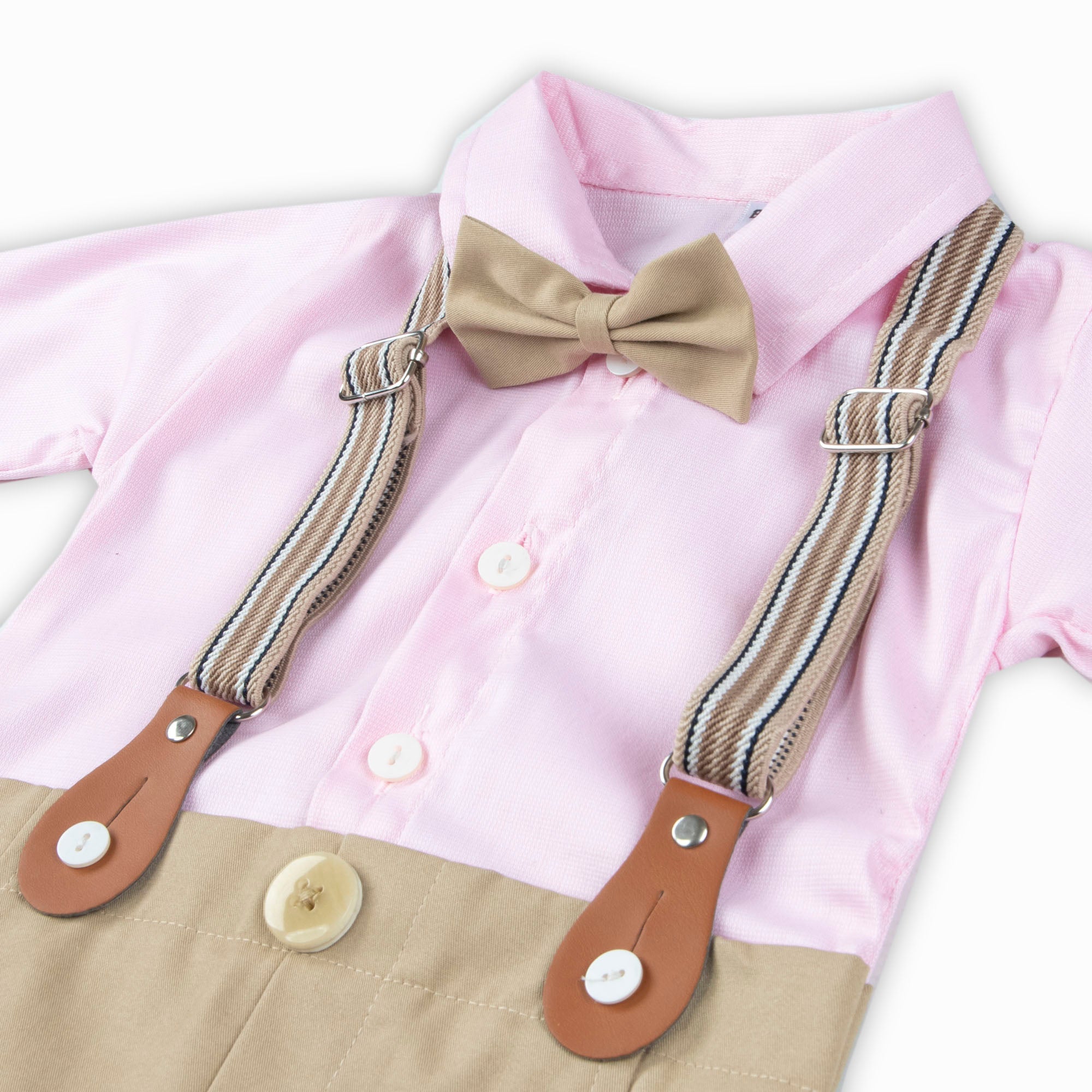 Plain boy Pink Romper3pcs