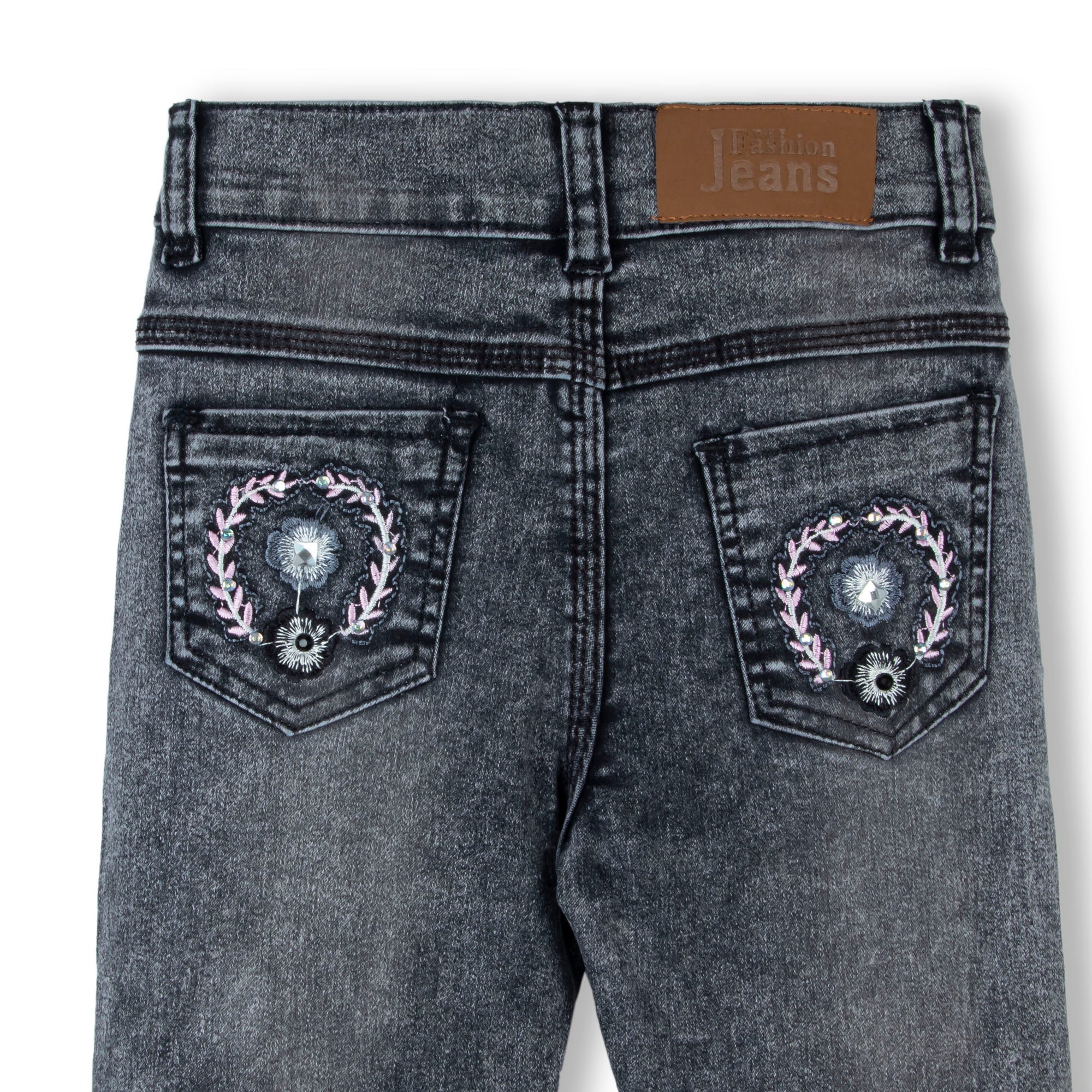 Black Washed Embroidered Jeans