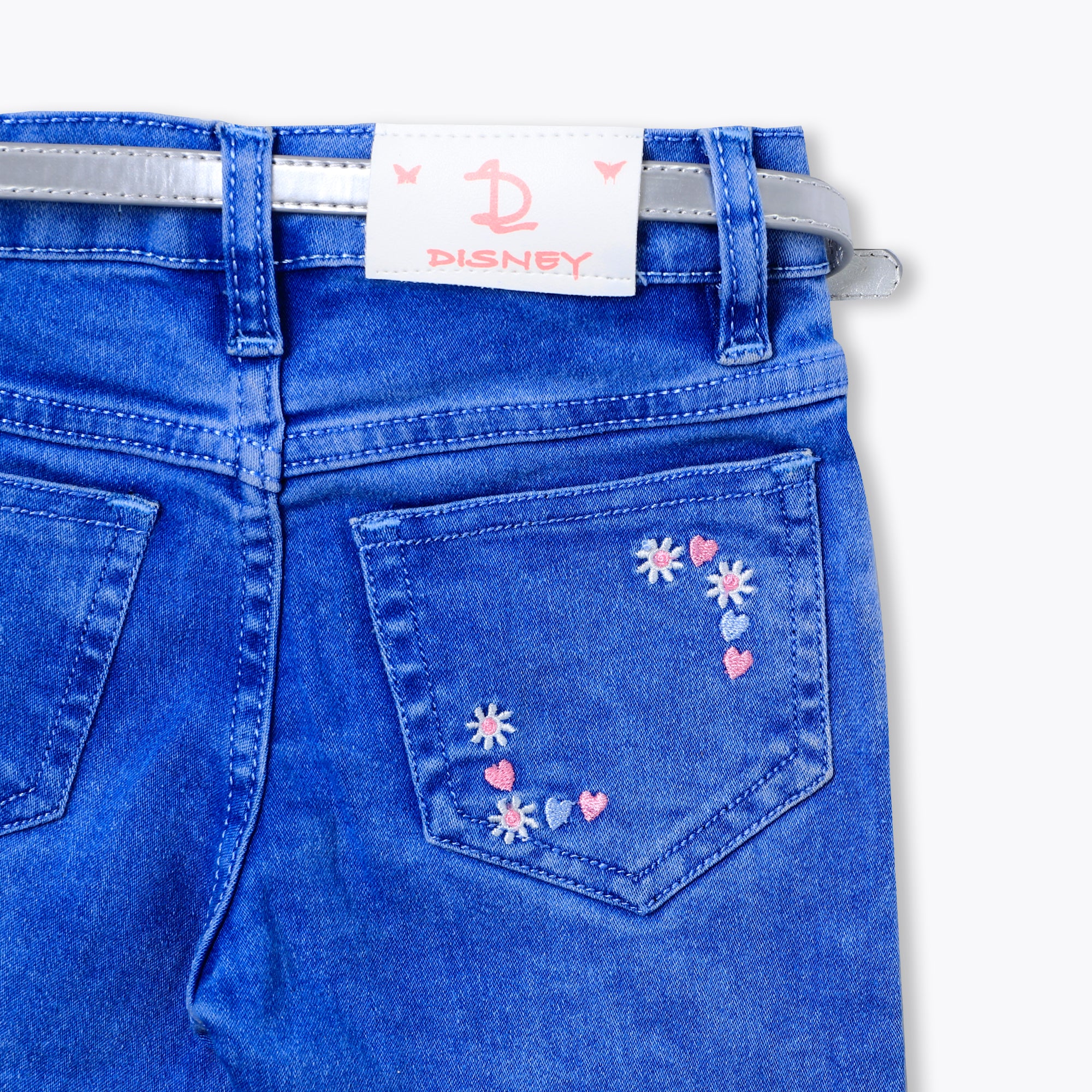 Blue EMBROIDERED Fashion Pant