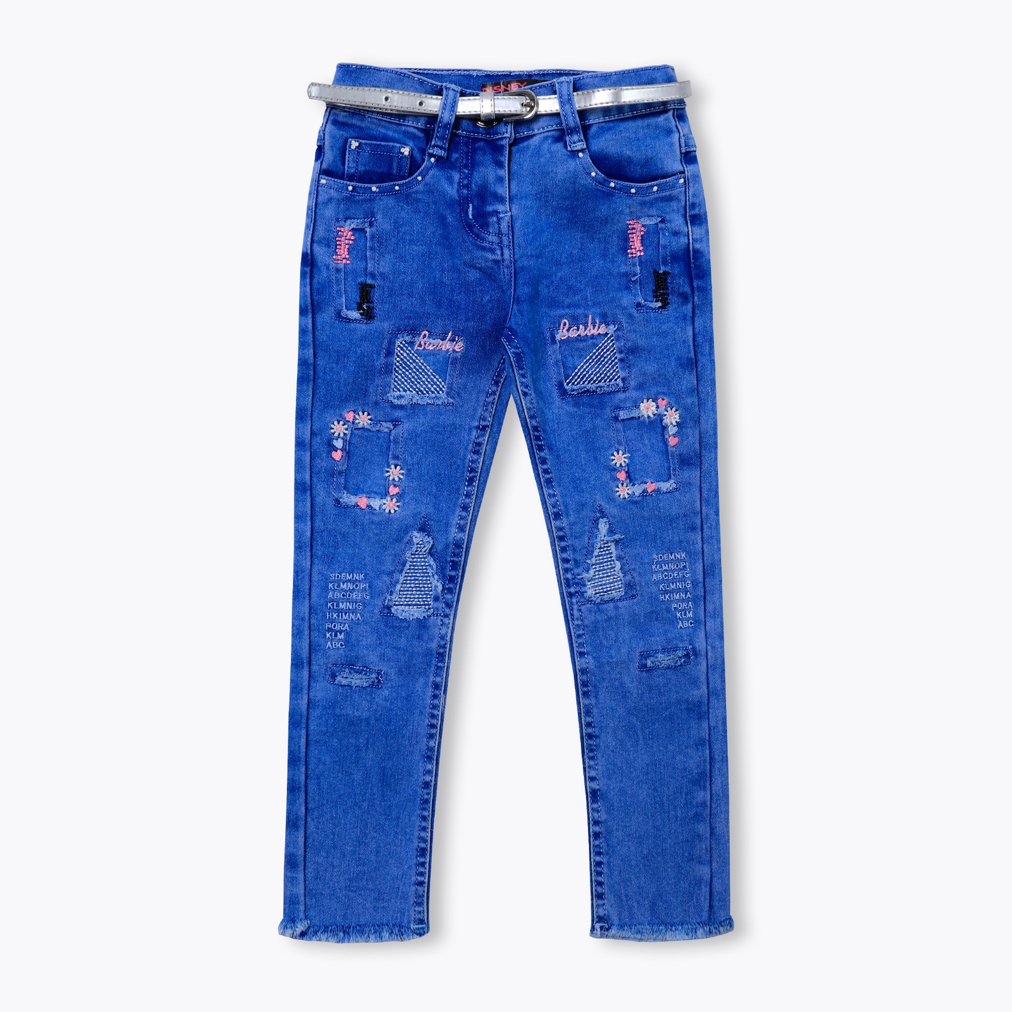 Blue EMBROIDERED Fashion Pant