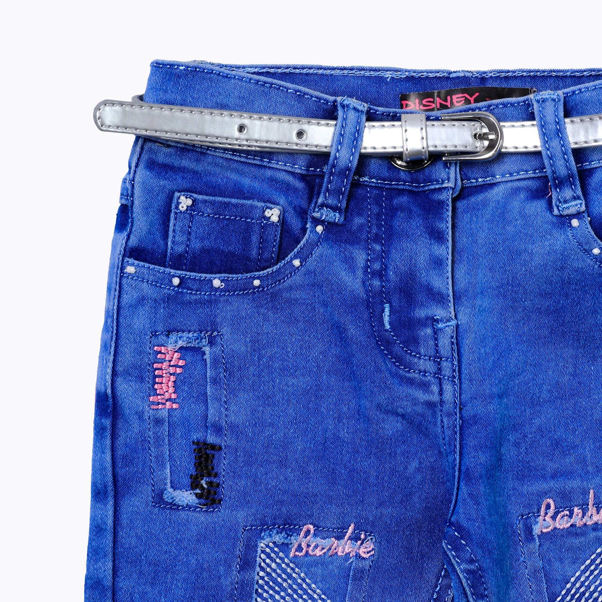 Blue EMBROIDERED Fashion Pant