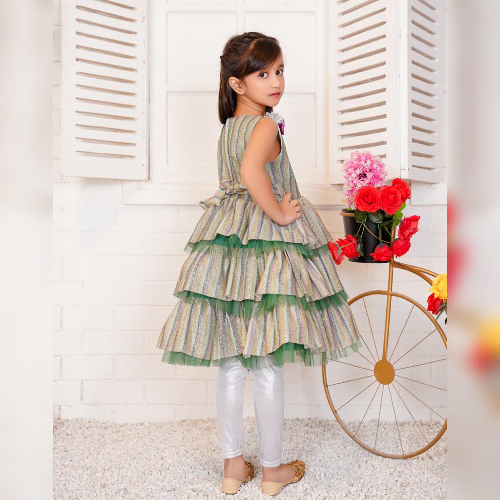 GREEN FRILLED FANCY FROCK
