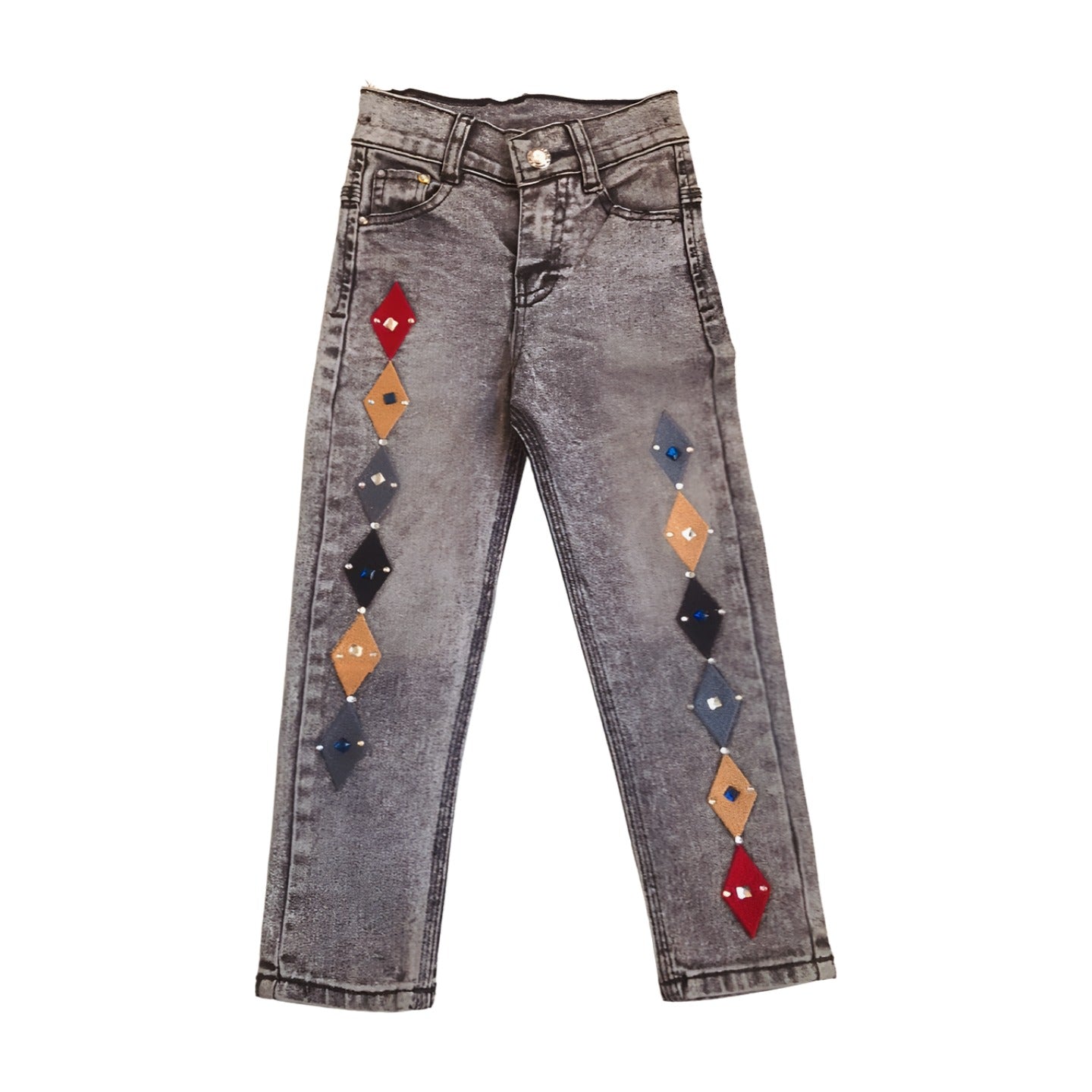 EMBROIDERED Gray Girl Jeans