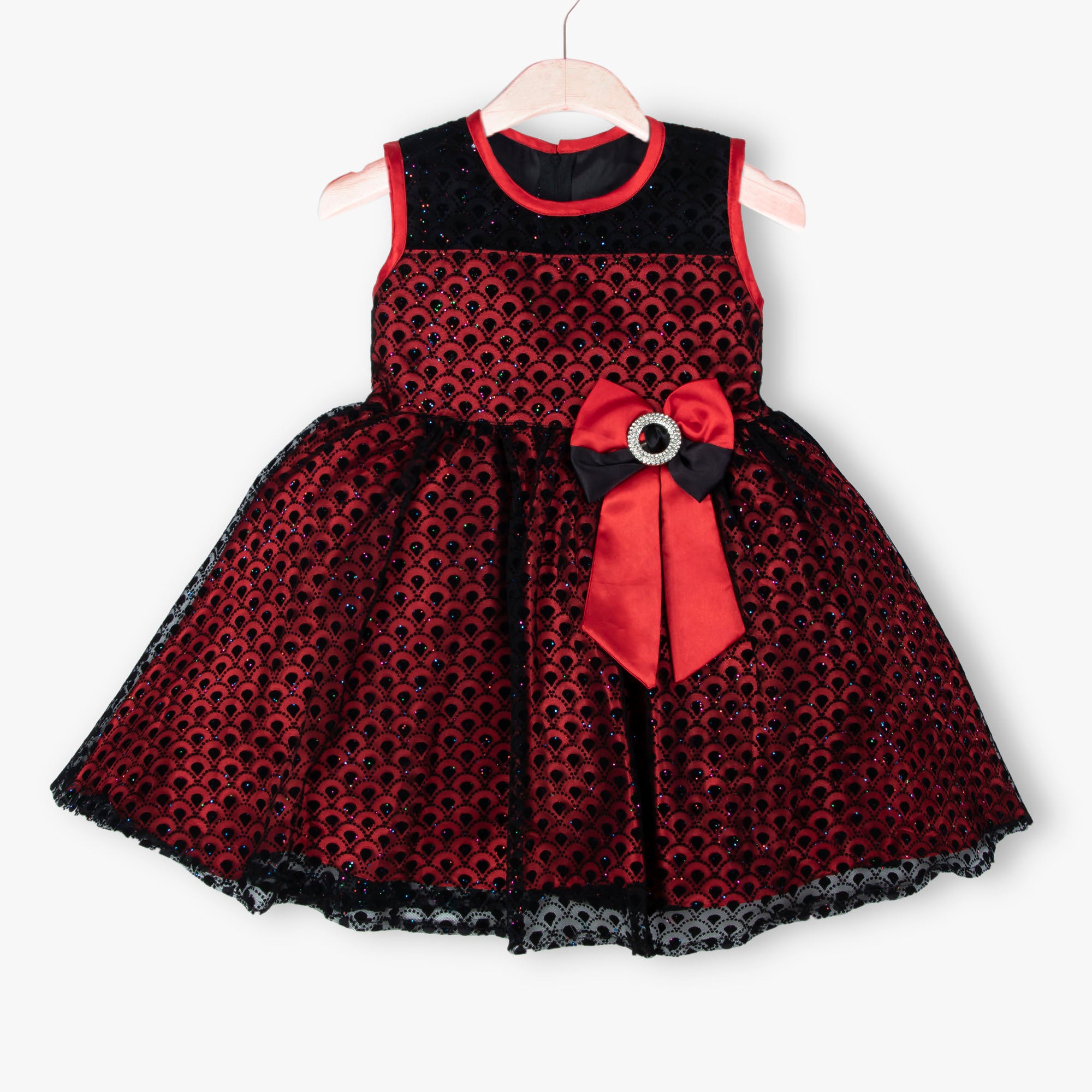 Red Glittery Bow Frock