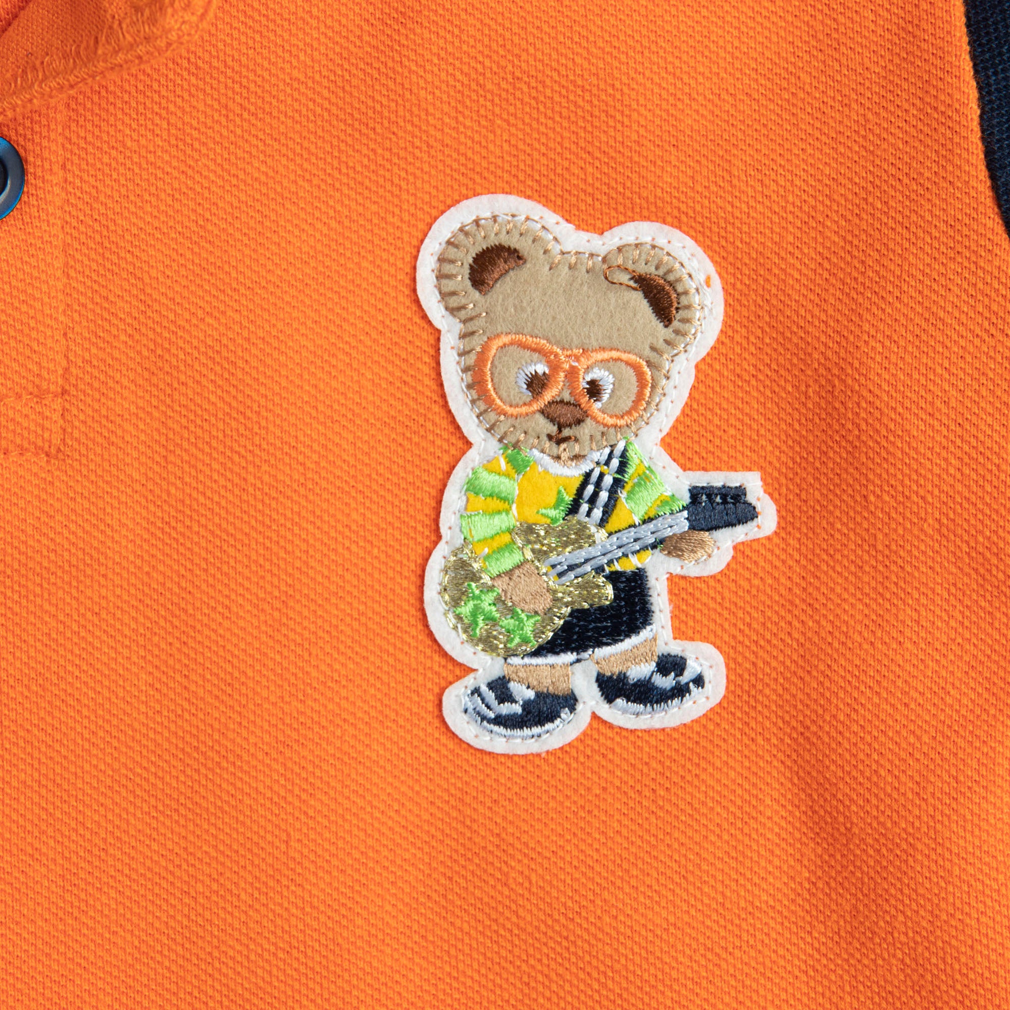 Orange Cartoon Patch Collar Shirt