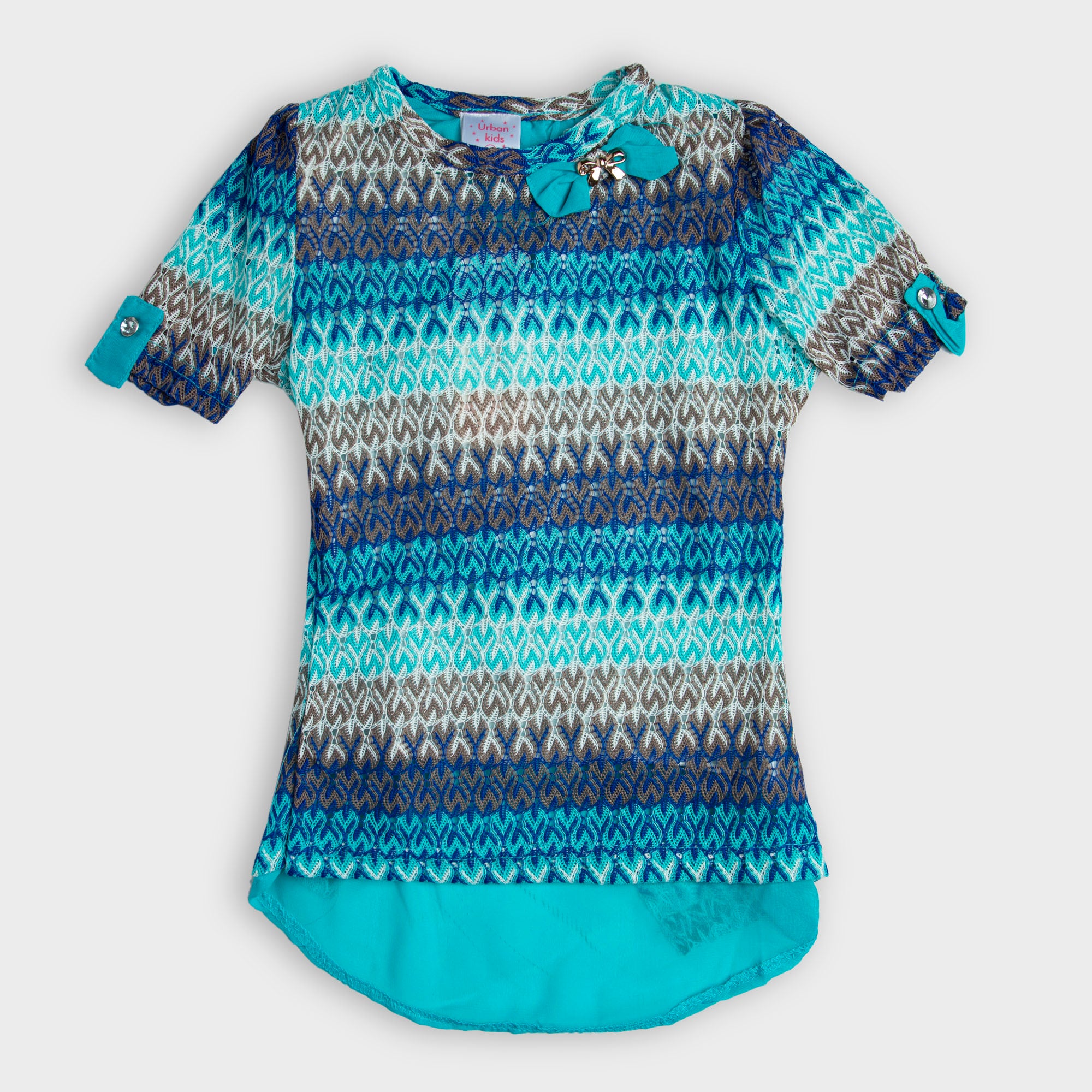 Blue ZigZag Long Tail Top