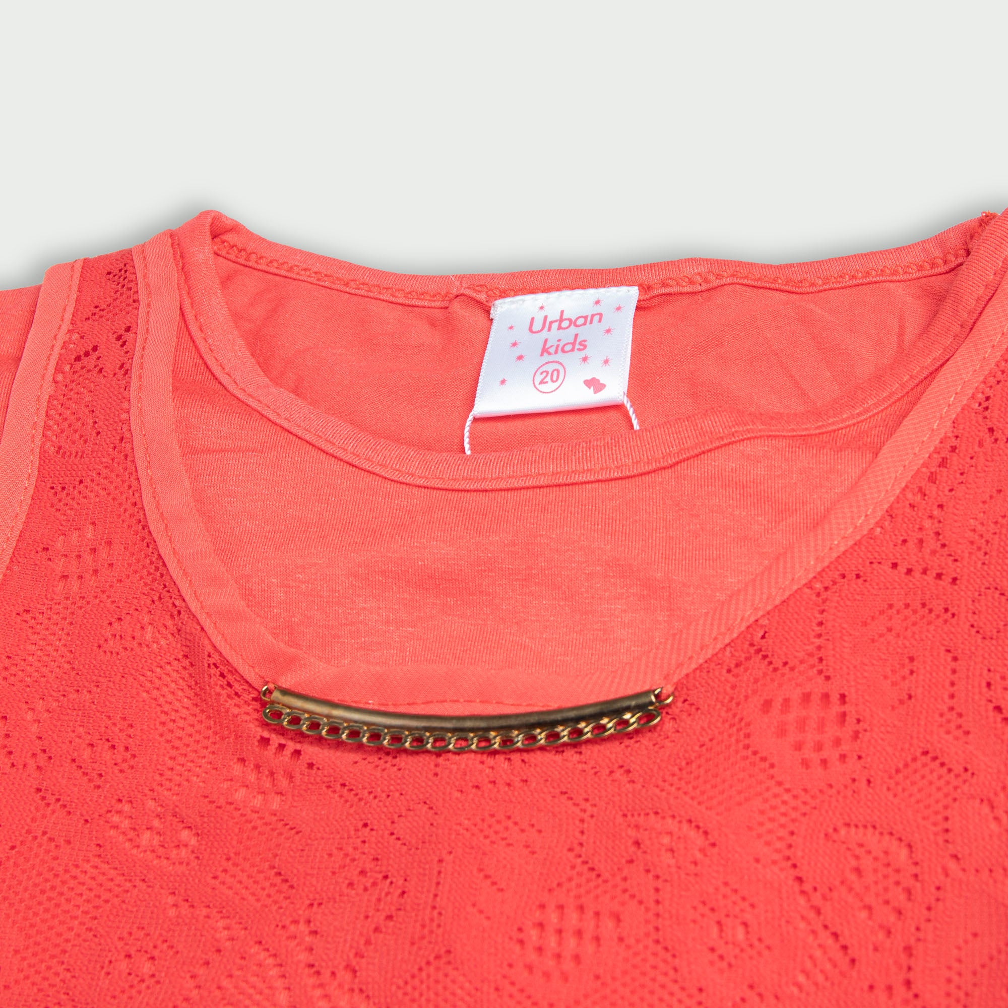 Shoulder Pleated Red Net Top